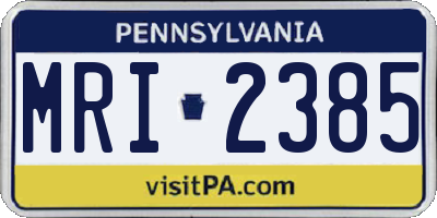 PA license plate MRI2385