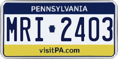 PA license plate MRI2403