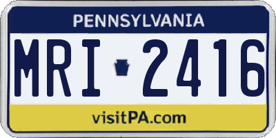 PA license plate MRI2416