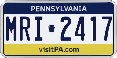 PA license plate MRI2417