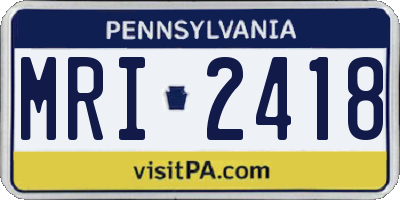 PA license plate MRI2418