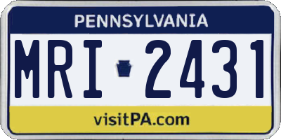 PA license plate MRI2431
