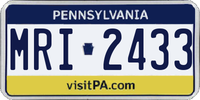 PA license plate MRI2433