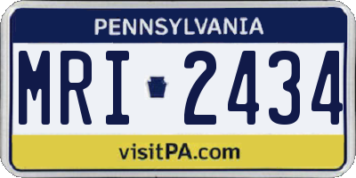 PA license plate MRI2434