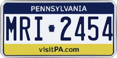 PA license plate MRI2454