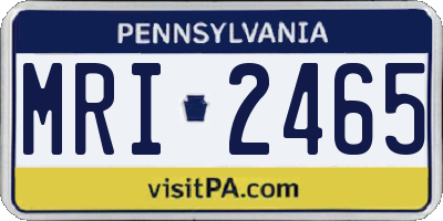 PA license plate MRI2465
