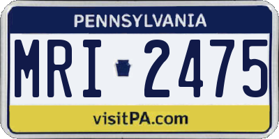 PA license plate MRI2475