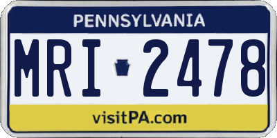 PA license plate MRI2478