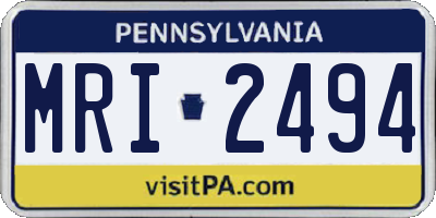 PA license plate MRI2494