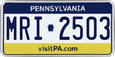 PA license plate MRI2503