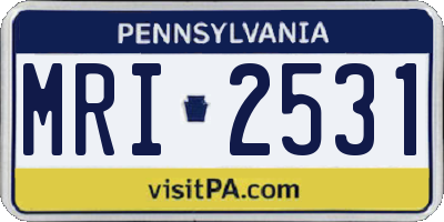 PA license plate MRI2531