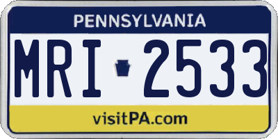 PA license plate MRI2533