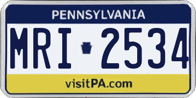 PA license plate MRI2534
