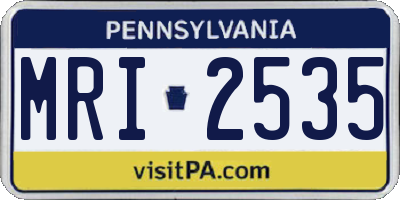 PA license plate MRI2535