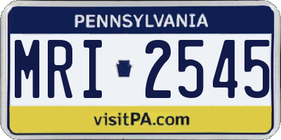 PA license plate MRI2545