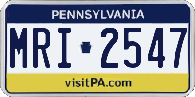 PA license plate MRI2547