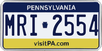 PA license plate MRI2554