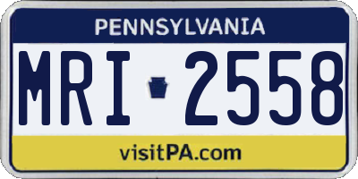PA license plate MRI2558