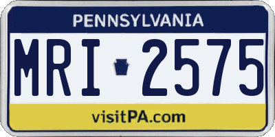 PA license plate MRI2575