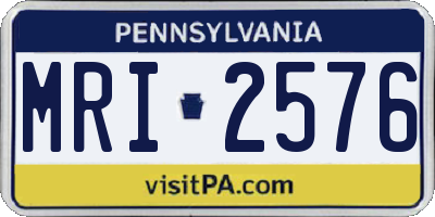 PA license plate MRI2576