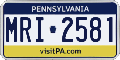 PA license plate MRI2581