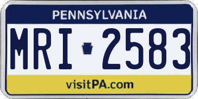 PA license plate MRI2583