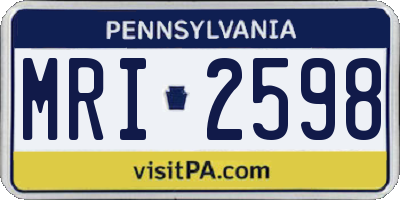 PA license plate MRI2598