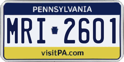 PA license plate MRI2601