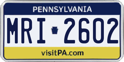 PA license plate MRI2602