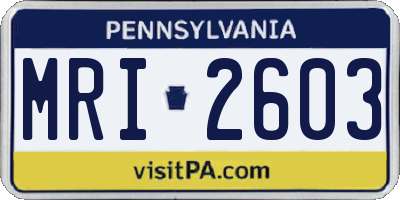 PA license plate MRI2603