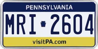 PA license plate MRI2604