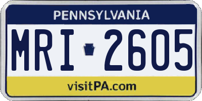 PA license plate MRI2605