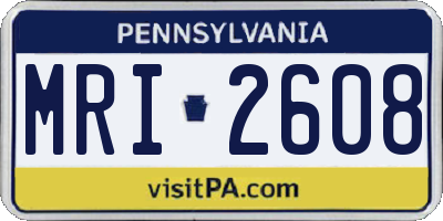 PA license plate MRI2608