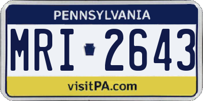PA license plate MRI2643