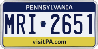 PA license plate MRI2651