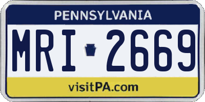 PA license plate MRI2669