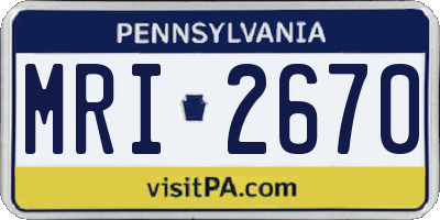 PA license plate MRI2670