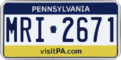PA license plate MRI2671