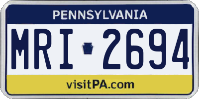 PA license plate MRI2694