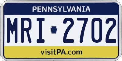 PA license plate MRI2702