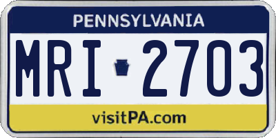 PA license plate MRI2703