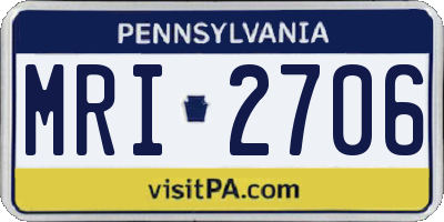 PA license plate MRI2706