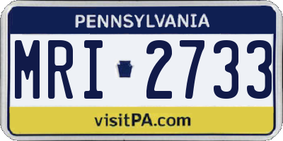 PA license plate MRI2733