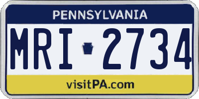 PA license plate MRI2734
