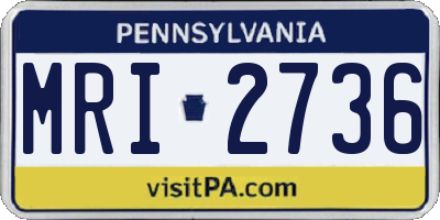 PA license plate MRI2736