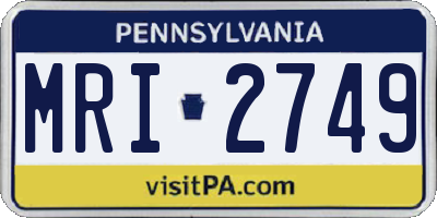 PA license plate MRI2749