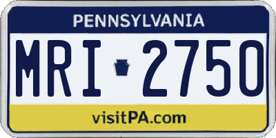 PA license plate MRI2750