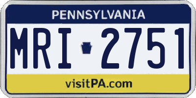 PA license plate MRI2751