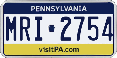 PA license plate MRI2754