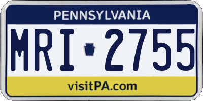 PA license plate MRI2755